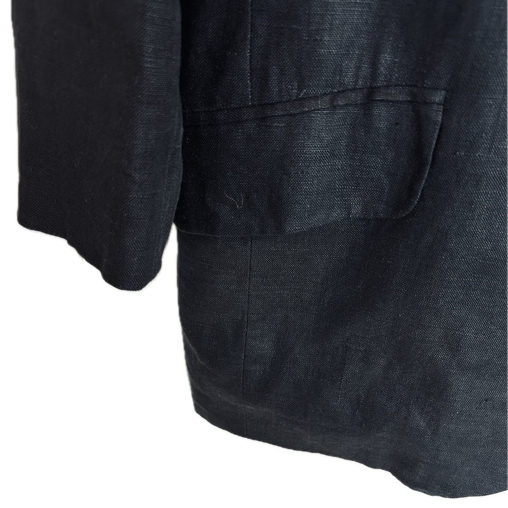 Casual Corner Linen Blazer Sz 10 Medium Black Relaxed Fit Lined Vintage 90s Y2K - Picture 3 of 5